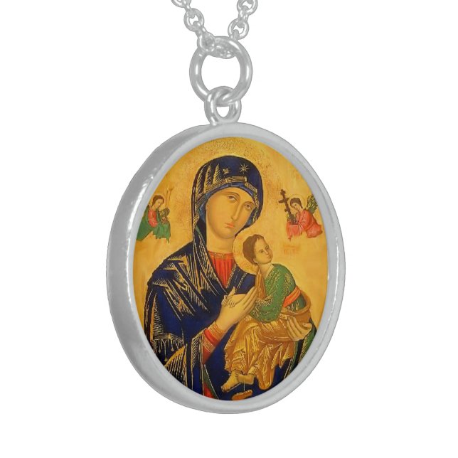 Our Mother of Perpetual Help Sterling Silver Necklace (Front Left)