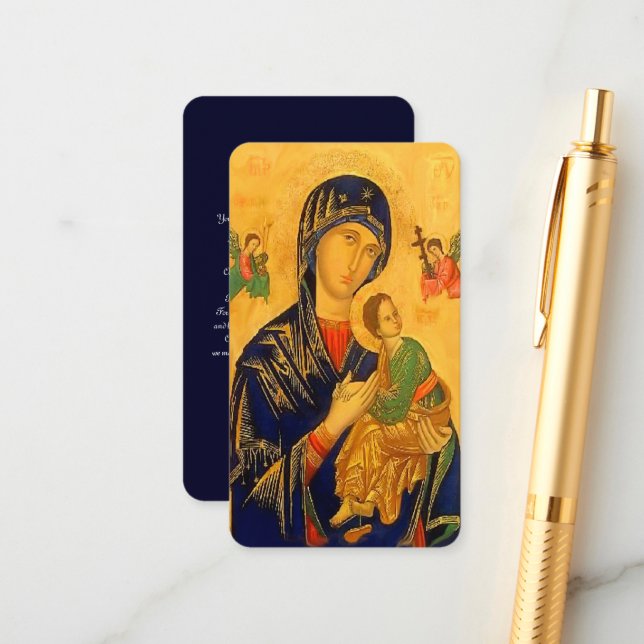 Our Mother of Perpetual Help with Prayer Enclosure Card (Front/Back In Situ)