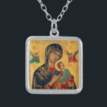 Our Mother of Perpetual Succour Silver Plated Necklace<br><div class="desc">Our Mother of Perpetual Succour (Latin: Nostra Mater de Perpetuo Succursu), colloquially known as Our Lady of Perpetual Help), is a Catholic title of the Blessed Virgin Mary associated with a 15th-century Byzantine icon and a purported Marian apparition. The image was enshrined in the Church of San Matteo in Via...</div>