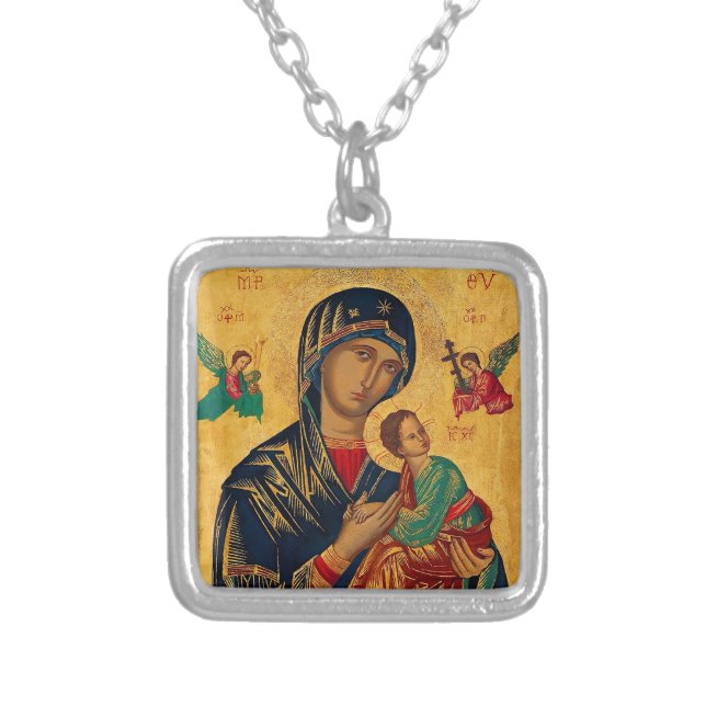 Our Mother of Perpetual Succour Silver Plated Necklace (Front)