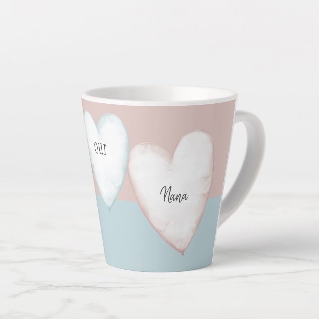 Our Nana Heart Turquoise & Peach Mug (Right Angle)