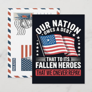 Our nation owes a debt to its fallen heroes holiday postcard