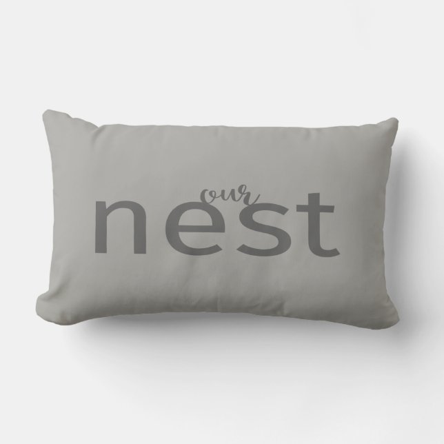 Our Nest Simple Gray Modern Farm Style Pillow (Front)