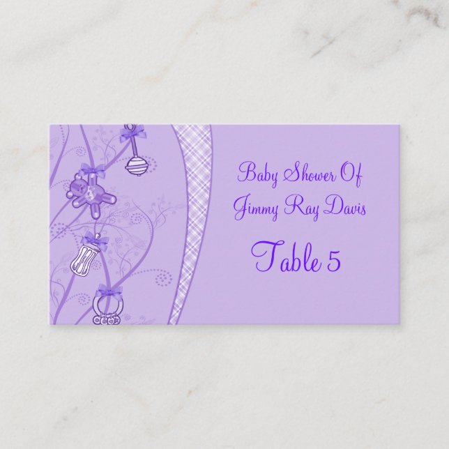Our New Addition In Purple Hues Place Card (Front)
