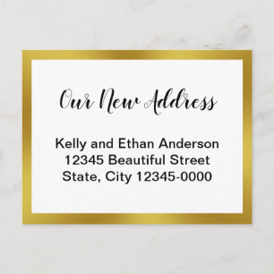 Our New Address Gold and White Moving Announcement Postcard
