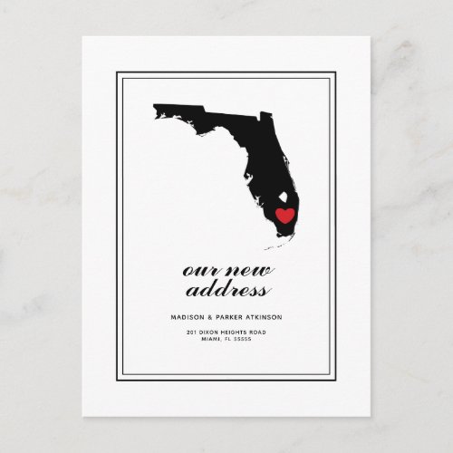 Our New Address in FL  Mark Your City WHeart Postcard