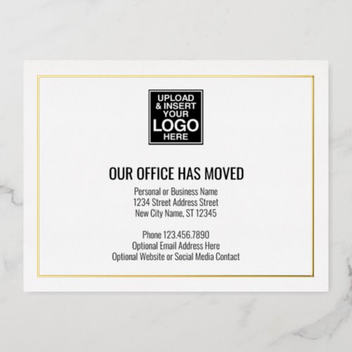 Our New Address Information with Business Logo Foil Invitation Postcard