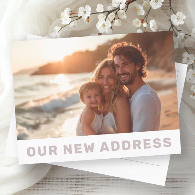 Our new address modern photo moving postcard | Zazzle