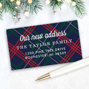 Our New Address Navy Tartan Plaid