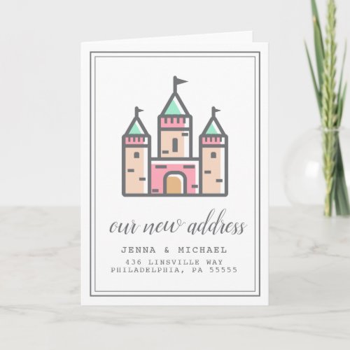 Our New Address  Pastel Castle Home Card