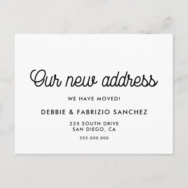 Our new address Retro font moving announcement Postcard (Front)