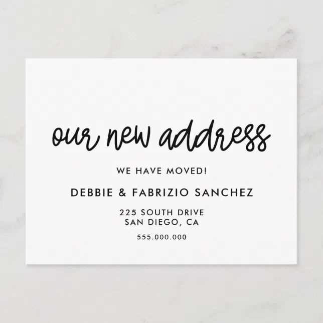 Our new address Simple moving announcement Postcard | Zazzle