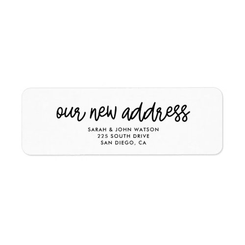Our new address simple moving return address label