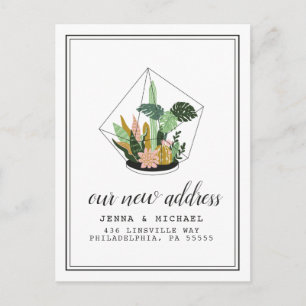 Our New Address Succulent Terrarium Postcard