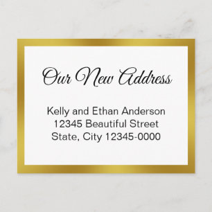 Our New Address White and Gold Moving Announcement Postcard