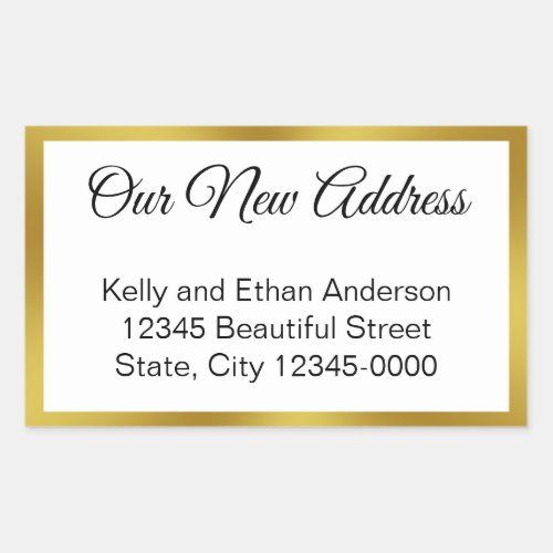 Our New Address White and Gold Moving Announcement Rectangular Sticker