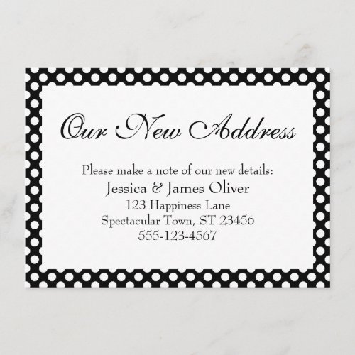 Our New Address with Black and White Polka Dots Enclosure Card