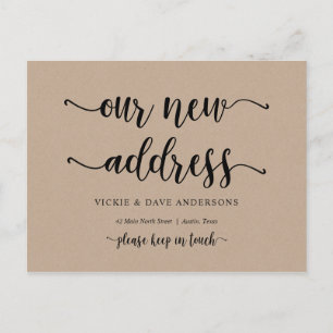 Our New Home Address, Moving Announcement, Kraft Postcard
