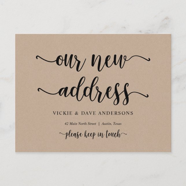 Our New Home Address, Moving Announcement, Kraft Postcard (Front)