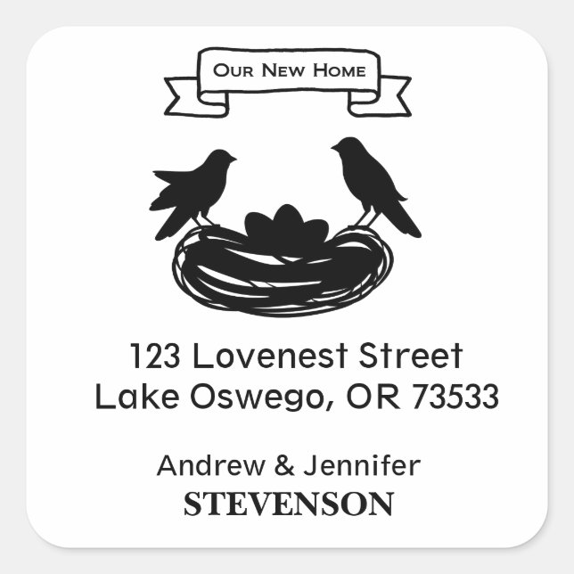 OUR NEW HOME/Change of Address Personalized Square Sticker (Front)