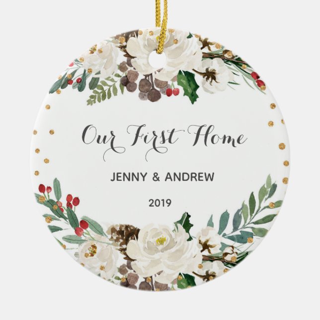 Our New Home Christmas Ceramic Ornament (Front)