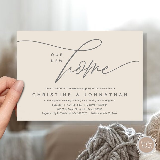 Our New Home, Cozy Lovely Housewarming Party Invitation (Our New Home, Cozy Lovely Housewarming Party Invitation Card, PDF, Cream Grey)