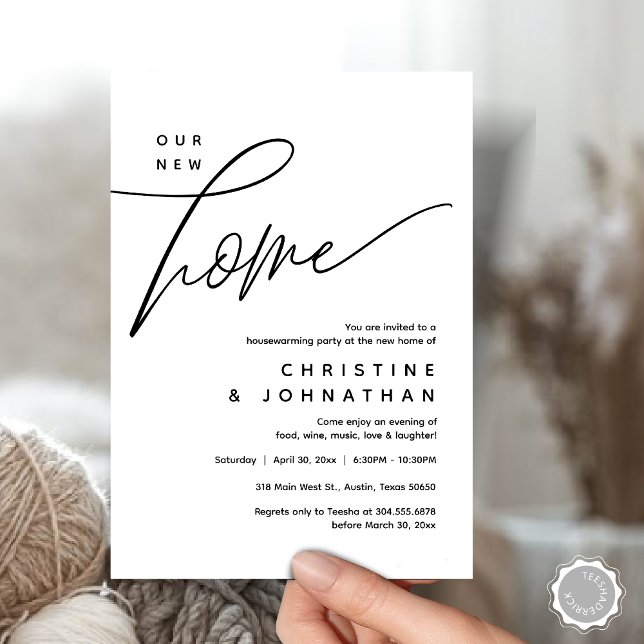 Our New Home, Cozy Lovely Housewarming Party Invitation (Our New Home, Cozy Lovely Housewarming Party Invitation Card, PDF, Portrait, Black White)