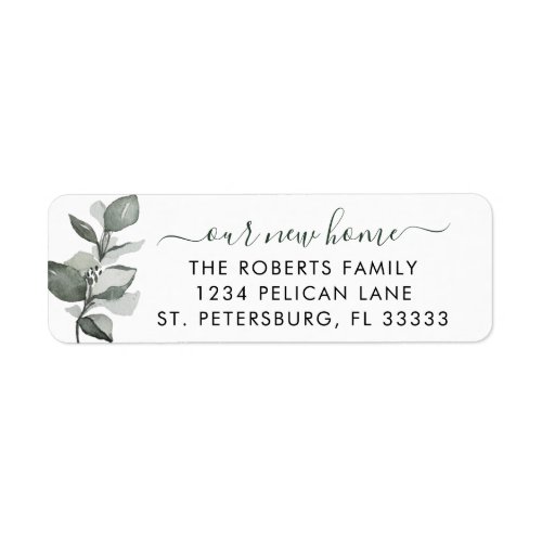 Our New Home Dusty Green Eucalyptus Return Address Label