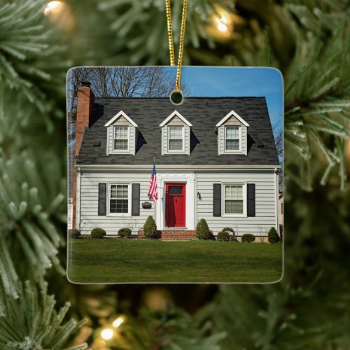 Our New Home Elegant Custom Address Photo Ceramic Ornament