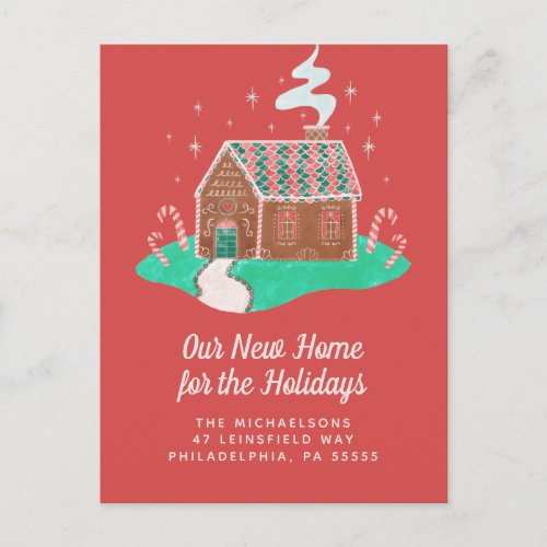 Our New Home for the Holidays  Gingerbread House Holiday Postcard