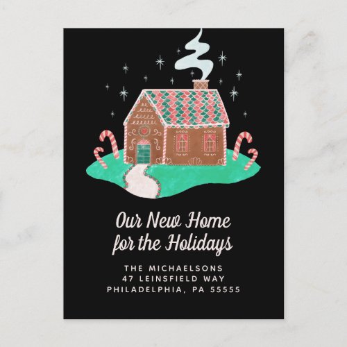 Our New Home for the Holidays  Gingerbread House Holiday Postcard