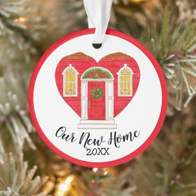 Our New Home Heart Year Personalized Ornament (Tree)