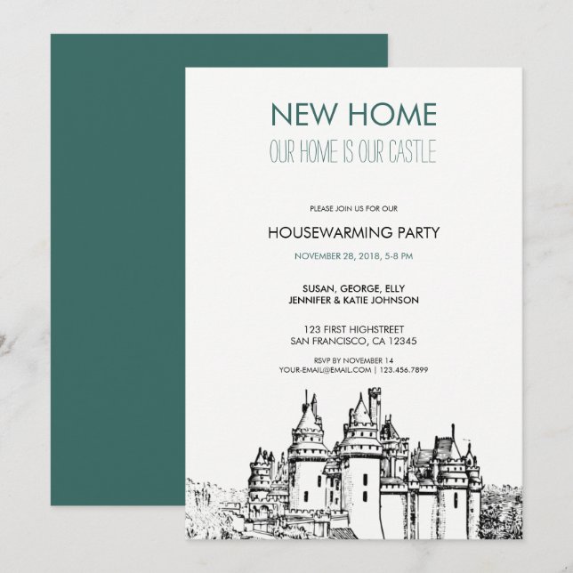 Our new home is our castle Housewarming party Invitation (Front/Back)