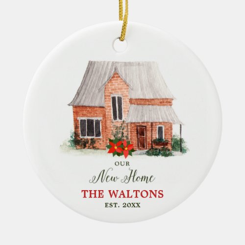 Our New Home Personalized First Christmas Address Ceramic Ornament