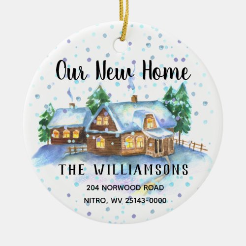 Our New Home Photo Address Holiday Keepsake Ceramic Ornament