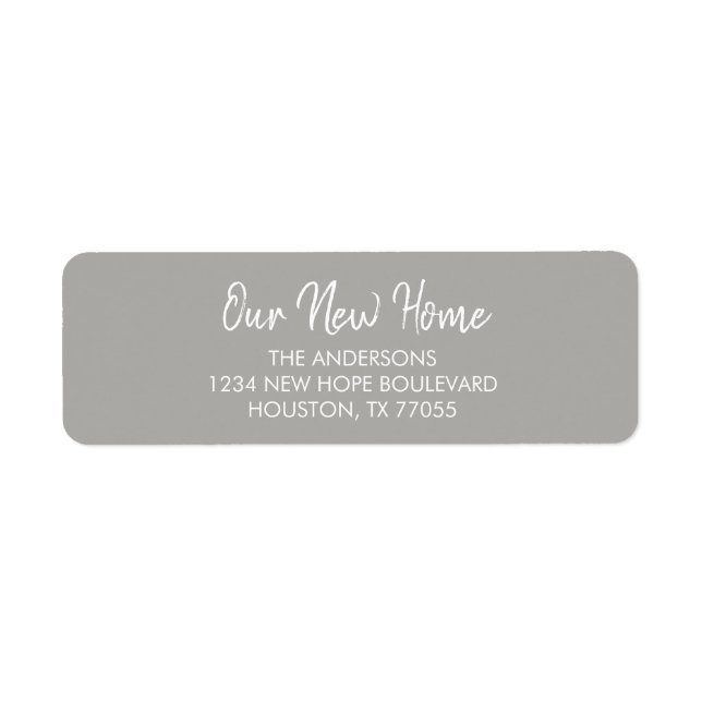 Our New Home Return Address Labels | Grey (Front)