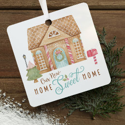 Our New Home Sweet Home Family Gingerbread House Metal Ornament