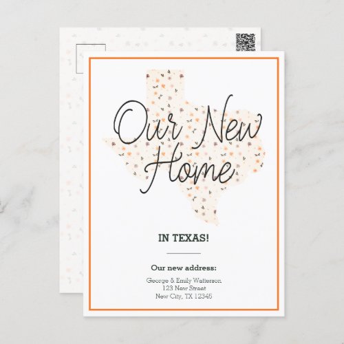 Our New Home _ Texas Moving Announcement Postcard