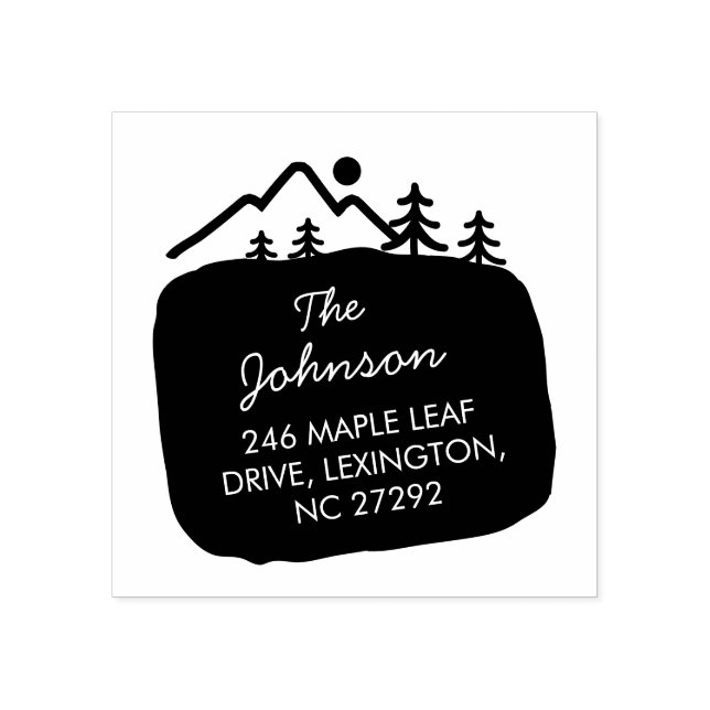 Our New House Address Announcement Mountain  Rubber Stamp (Imprint)