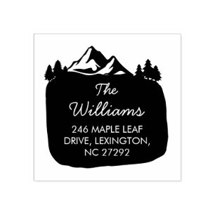 Our New House Address Announcement Mountain  Rubber Stamp