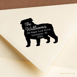Our New House Announcement Return Address Bull Dog Rubber Stamp