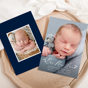 Our New Love Script Photo Birth Announcement