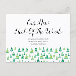 Our New Neck Of The Woods Forest New Home Address Announcement Postcard