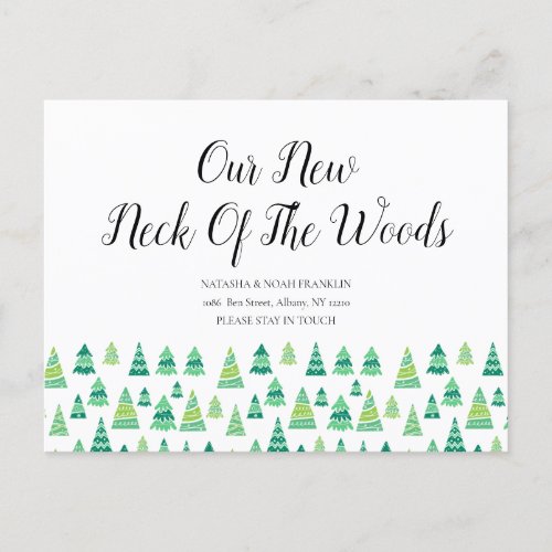 Our New Neck Of The Woods Forest New Home Address Announcement Postcard