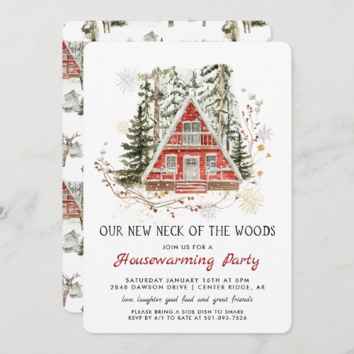 Our New Neck of the Woods Housewarming Party  Invitation