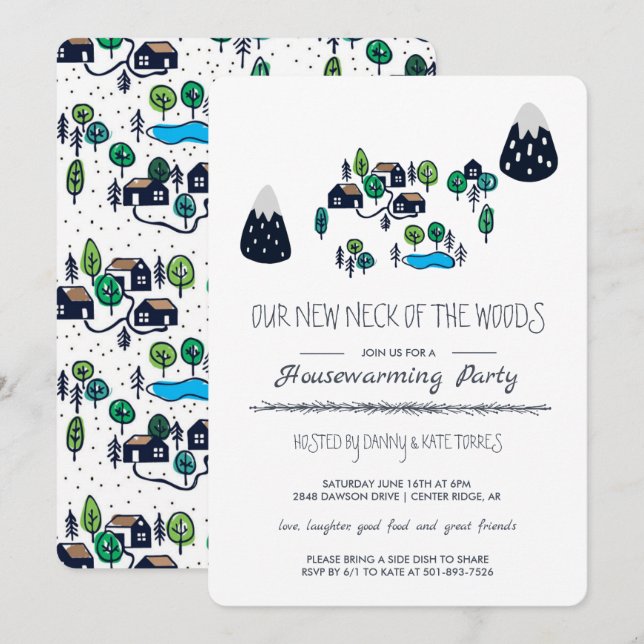 Our New Neck of the Woods Housewarming Party Invitation (Front/Back)
