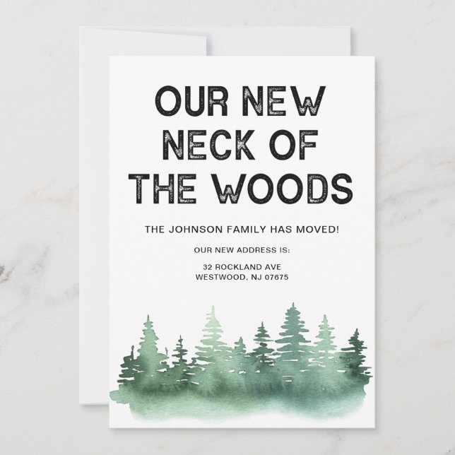 Our New Neck Of The Woods Moving Announcement (Front)