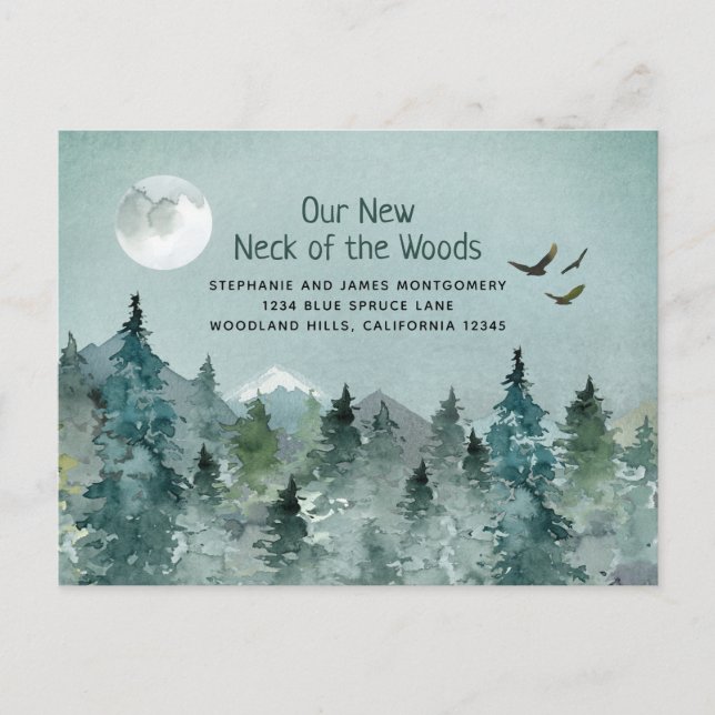 Our New Neck of the Woods Moving Announcement Postcard (Front)