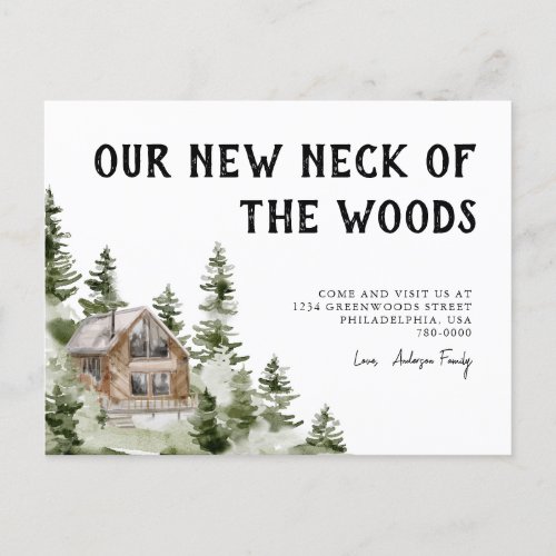 Our New Neck of the Woods New Address Moving Announcement Postcard
