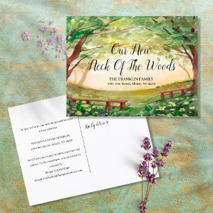 Our New Neck Of The Woods New Address Moving Announcement Postcard